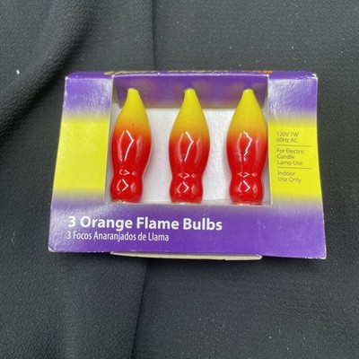 Light Keeper Pro Orange Flame Light Bulbs 120V 7W Candelabra Base Pack of 3