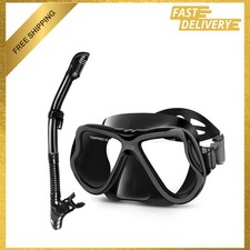 Snorkel Set with Anti-Fog Dry Snorkel and Panoramic Diving Mask for Adults Kids
