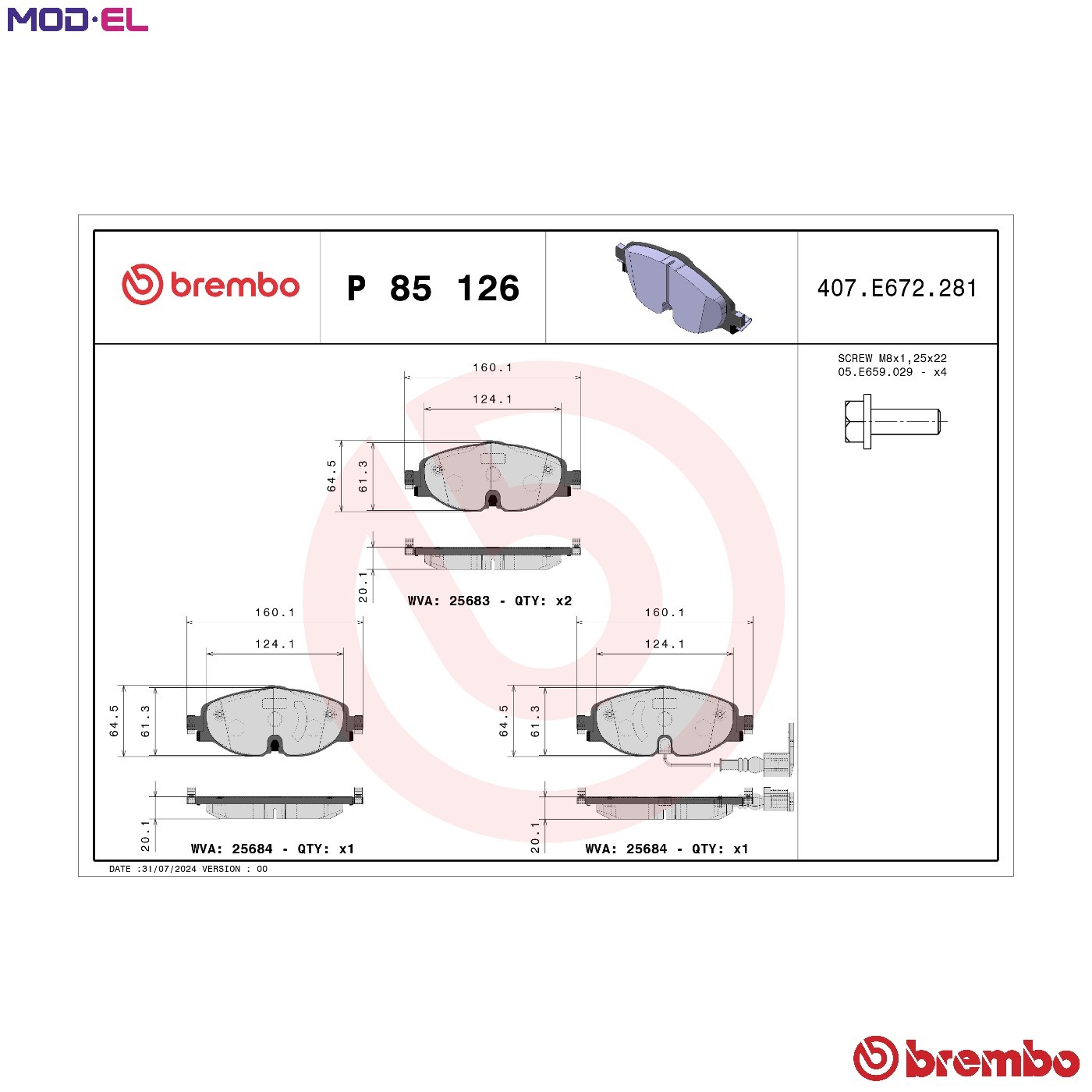 Brake Pads Set fits SKODA SUPERB Mk3 Front 2015 on Brembo 5Q0698151 5Q0698151A - Image 55
