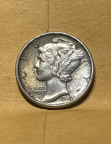 1942 Mercury Dime 90% Silver AU Nice Toning