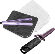 BOROLA 2 Pcs Silicone High Heat Resistant Mat for Hair Styling Tools, Portabl...