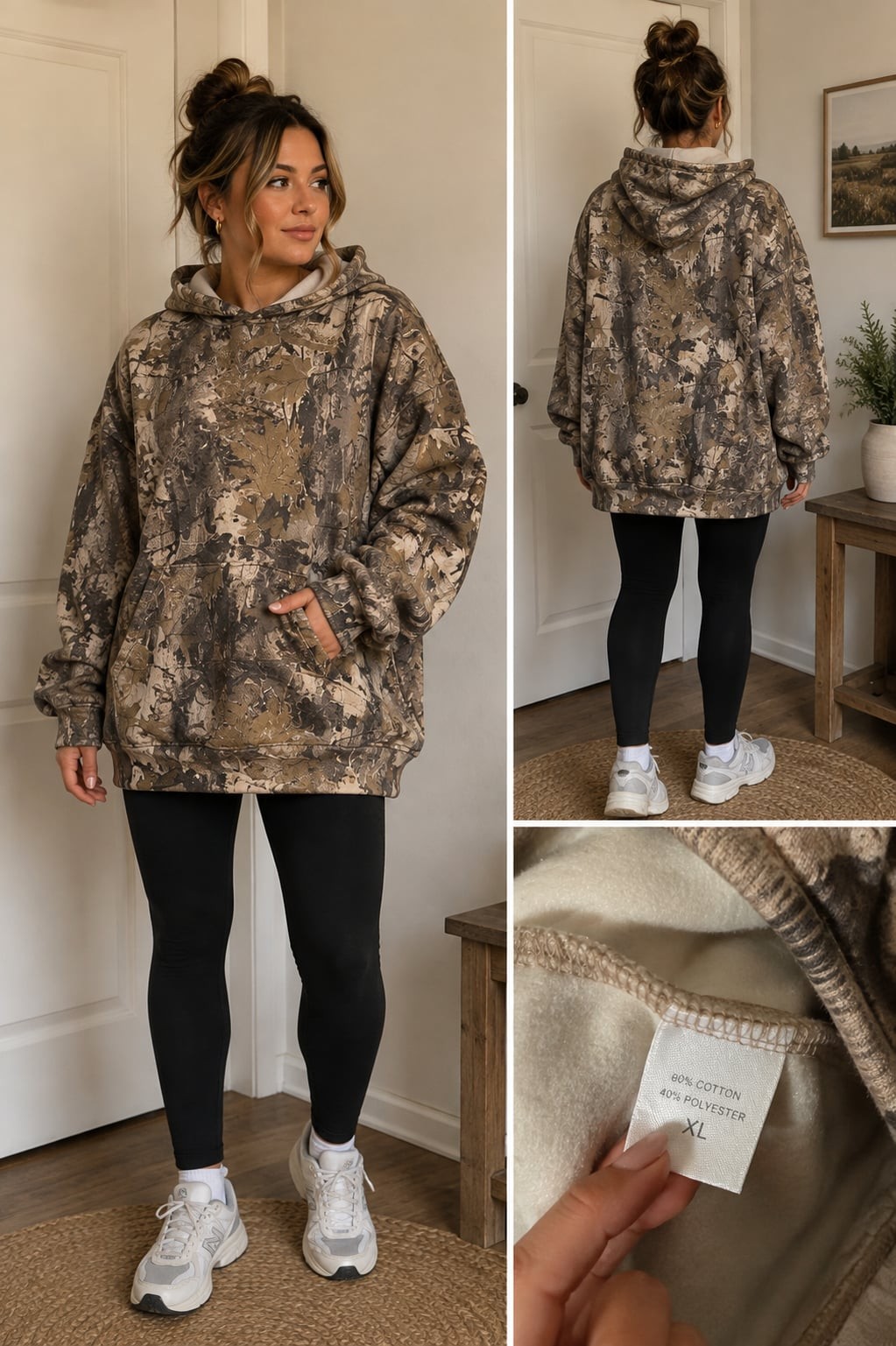 Oversized Realtree-Inspired Camo Fleece Hoodie XL – Woodland Grunge Streetwear