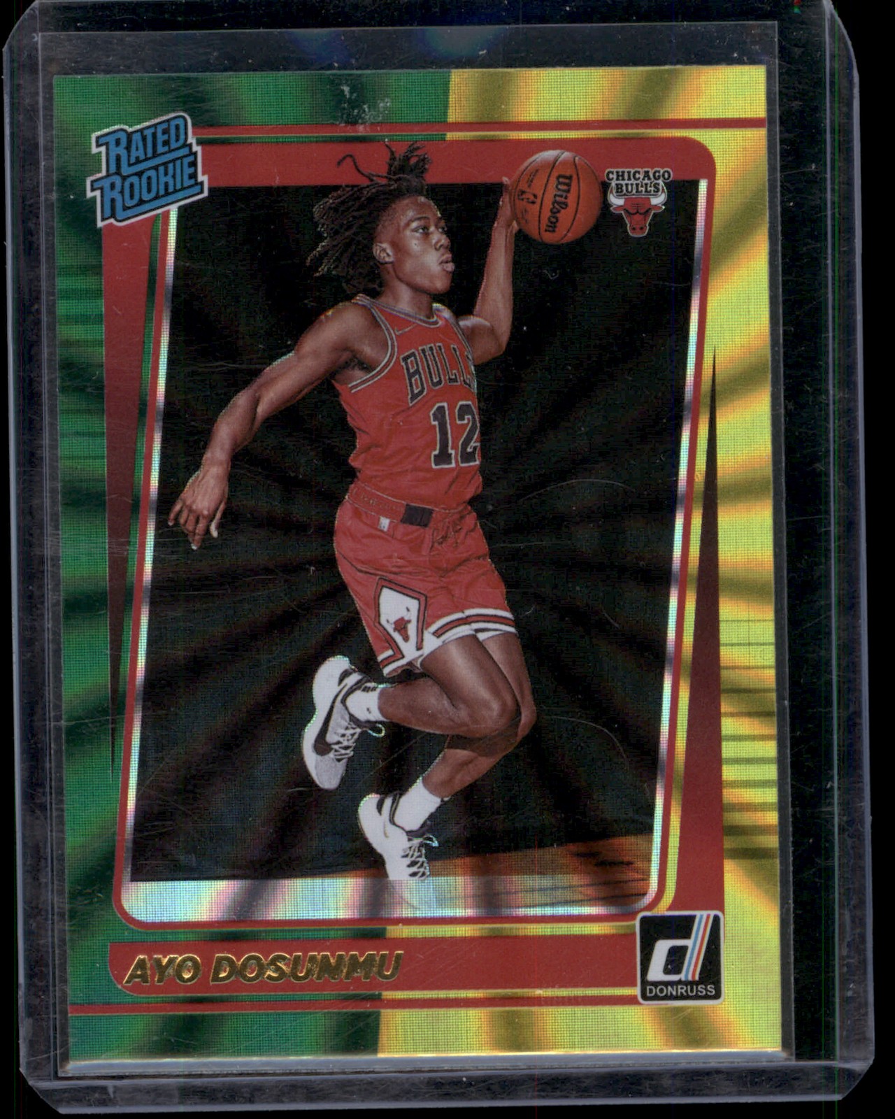 2021-22 Donruss #221 Ayo Dosunmu Holo Green and Yellow Laser