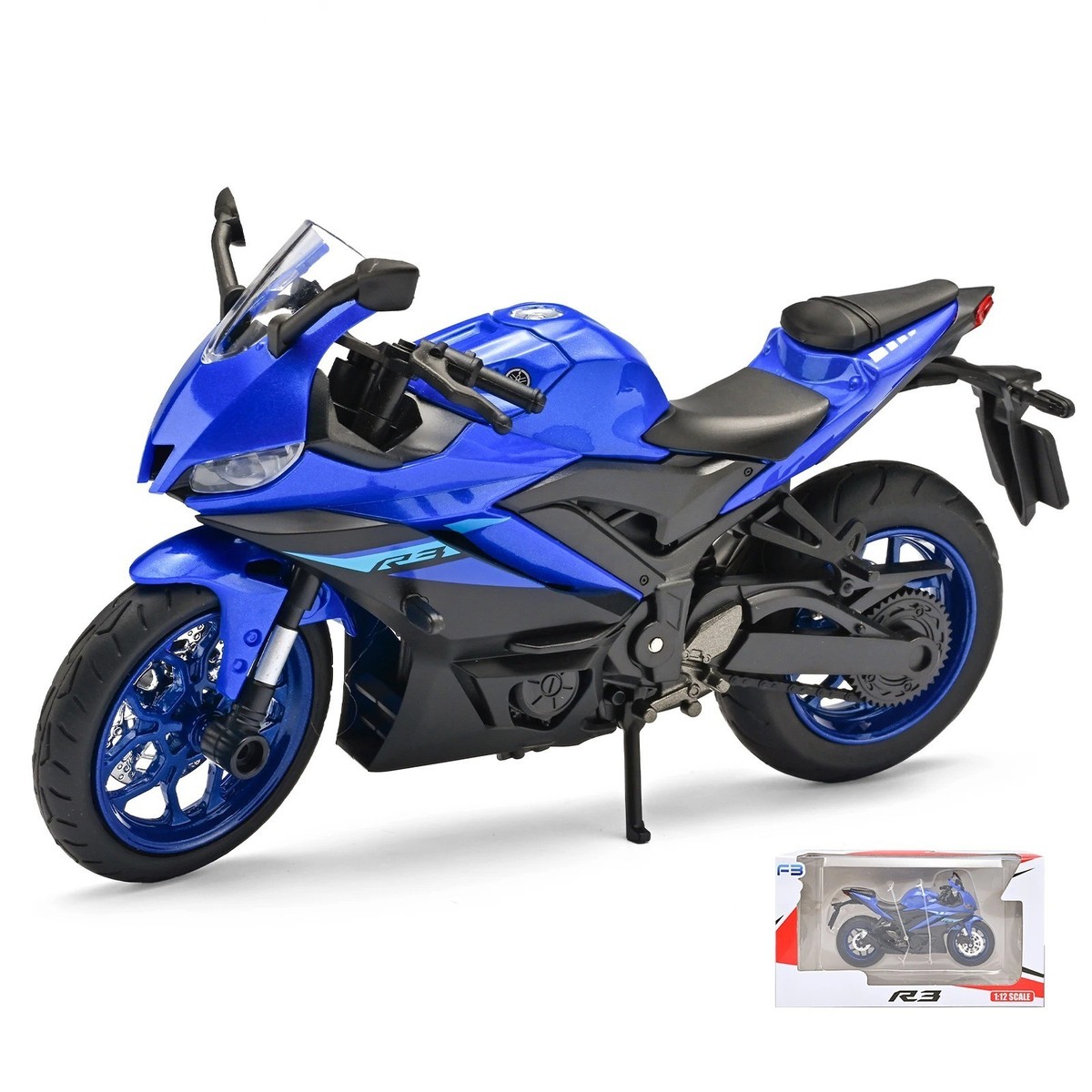 1:12 Yamaha YZF-R3 Diecast Motorcycle Model w/ Light Alloy Racing 