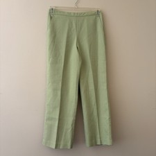 Alfred Dunner Petite Pants Size 8P Green Trousers Elastic Waist Straight Leg