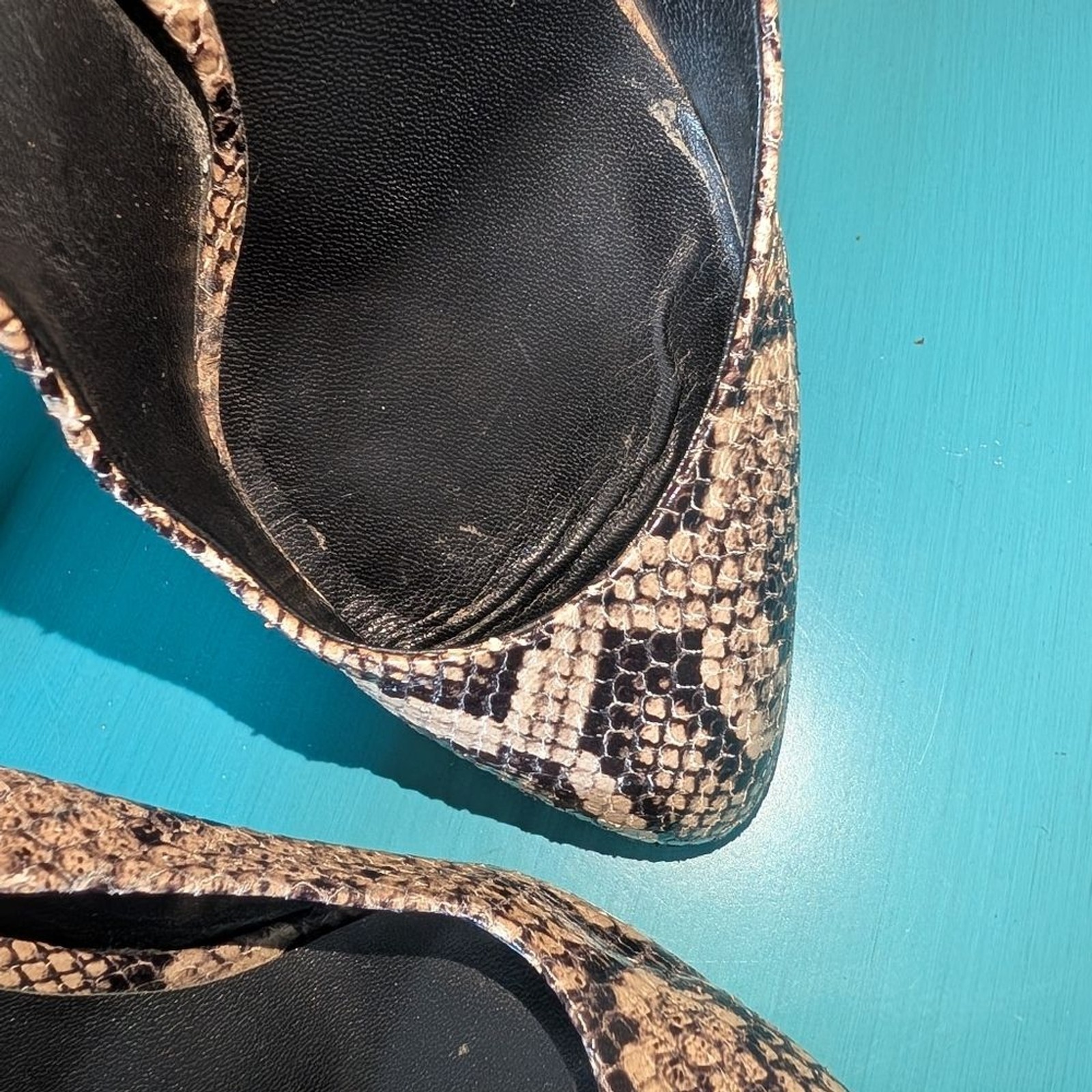 M.Gemi Made In Italy Lustro Snake-Embossed Python Leather Block Heel Pumps EU 38 image 10
