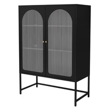 Armoire à vitrine sur pieds noir bibliothèque de salon meuble de rangement