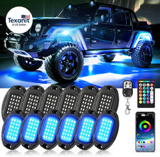 12Pods Metal RGB LED Rock Lights with Bluetooth APP/RF Remote Control, 288LED Mu