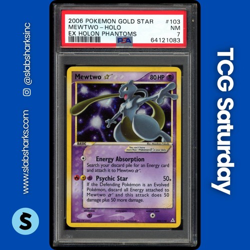 2006 POKEMON EX HOLON PHANTOMS #103/110 MEWTWO GOLD STAR HOLO PSA 7