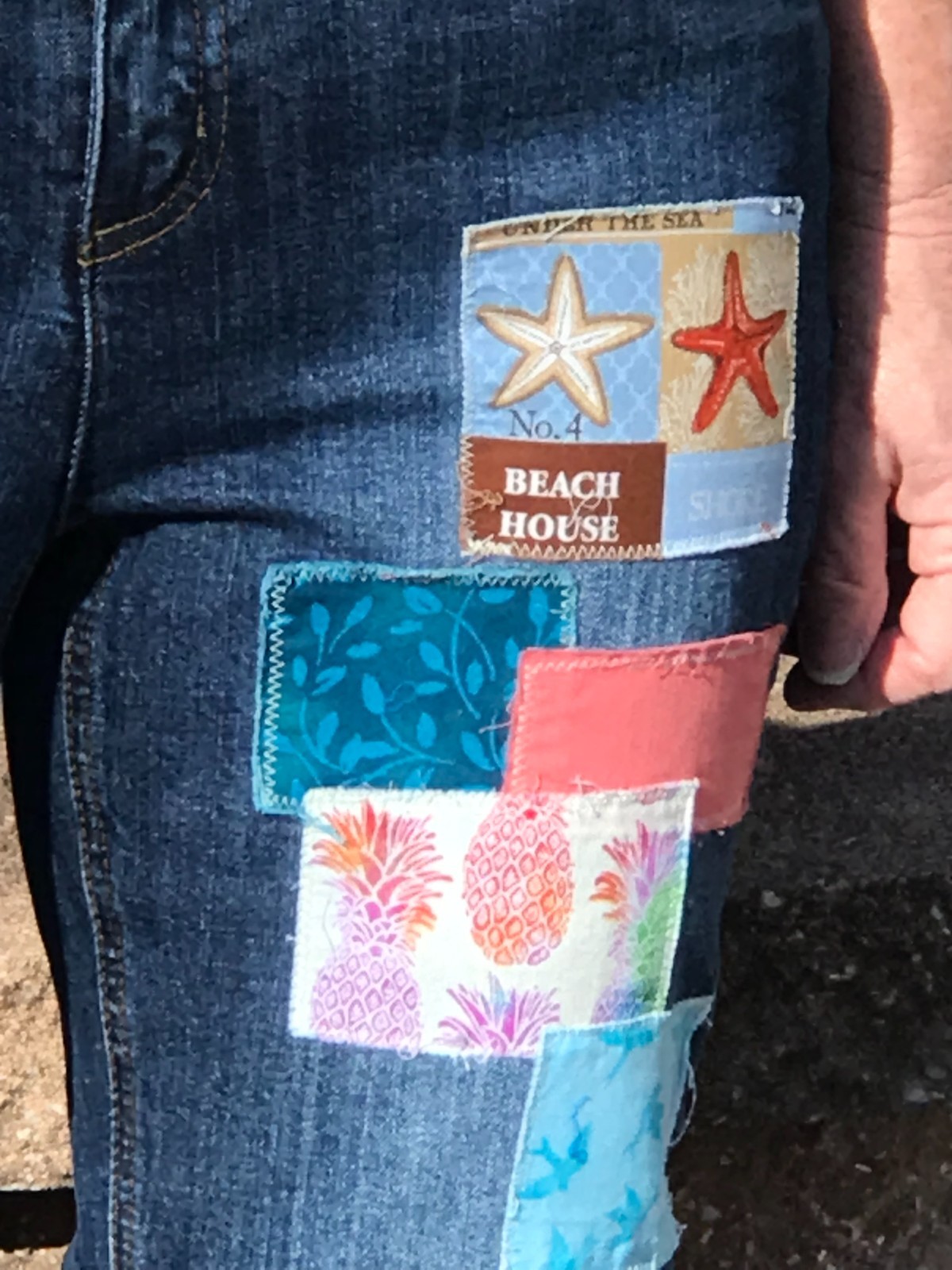 Upcycled Cropped Jeans Patchwork Capris, andmade … - image 9