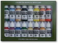 Vallejo Model Color Paint Set &ndash; 16 x 17ml Basic USA Acrylic Colours, Black Box