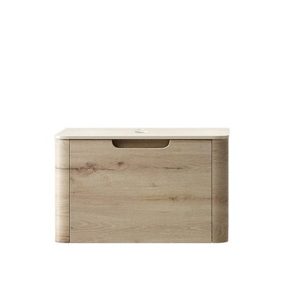 24'' XAI Roma Travertine-Pattern Sintered Stone Top and 7070 White Oak Woodgra