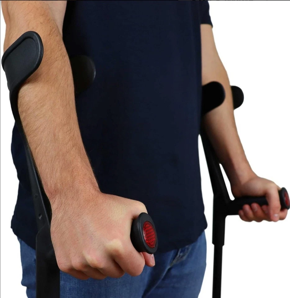 KMINA - Forearm Crutches: Adults x2, Open Cuff Adjustable, Non Slip, Aluminum - Image 2 of 4