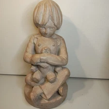 Austin Productions Sculpture 1982 Boy Holding Teddy Bear 