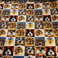 Dog Collage Print Fleece Blanket / Reversable Camouflage / 45"x57"