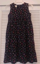 Vtg Laura Ashley Girls Cottagecore Dressy Corduroy Dress Jumper Sz 9 Navy Floral