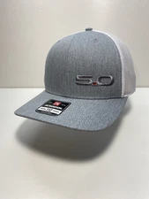 Richardson 112 Trucker Hat Snapback Gray/white Mesh 5.0 Ford Mustang Embroidered