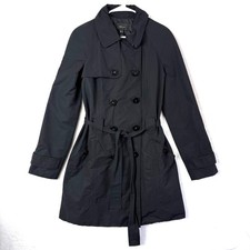 MNG Mango Suit Double Breasted Belted Water Repellent Trench Coat Womens S Black