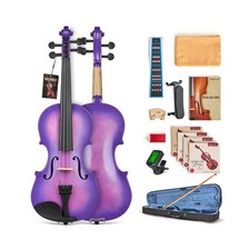 Violon en bois massif série Prism 4/4 – finition colorée, raccords en ébène, goujon