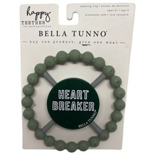 Bella Tunno Happy Teether Heart Breaker Green Silicone Teething Ring Ages 0 