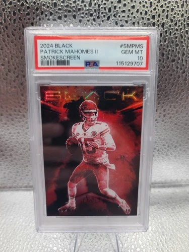 2024 Panini Black Patrick Mahomes Smokescreen SSP #SM-PMS PSA 10 GEM MINT POP 1