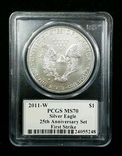 2011-W Burnished $1 Silver Eagle PCGS MS70 First Strike MERCANTI SIGNED 7044