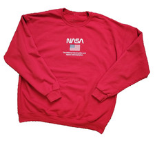 Hi Res NASA sweatshirt red longsleeve round neck American flag logo