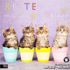 Select - Kitten Party 2026 Wall Calendar 12 Month  12" X 24" Open  Thick  Stu