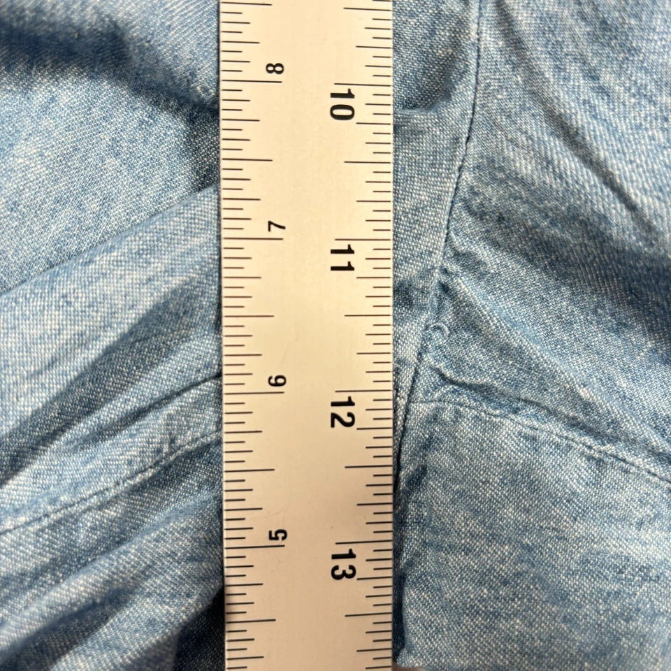 Брюки женские Talbots 16 миниатюрные синие шамбре хлопок лен укороченные широкие штанины прибрежные - Изображение 4 из 4