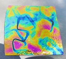 CBS Dichroic Glass Coe 90 Green Magenta Blue Twizzle 3 x 3