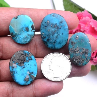 4 Stück Natürlich Persisch Türkis 23mm-28mm Unbehandelt Oval Cabochon Edelsteine - Bild 1 von 4