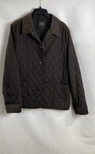 Saks Fifth Avenue Women's Brown Quilted Barn Jacket Corduroy Collar Sz L