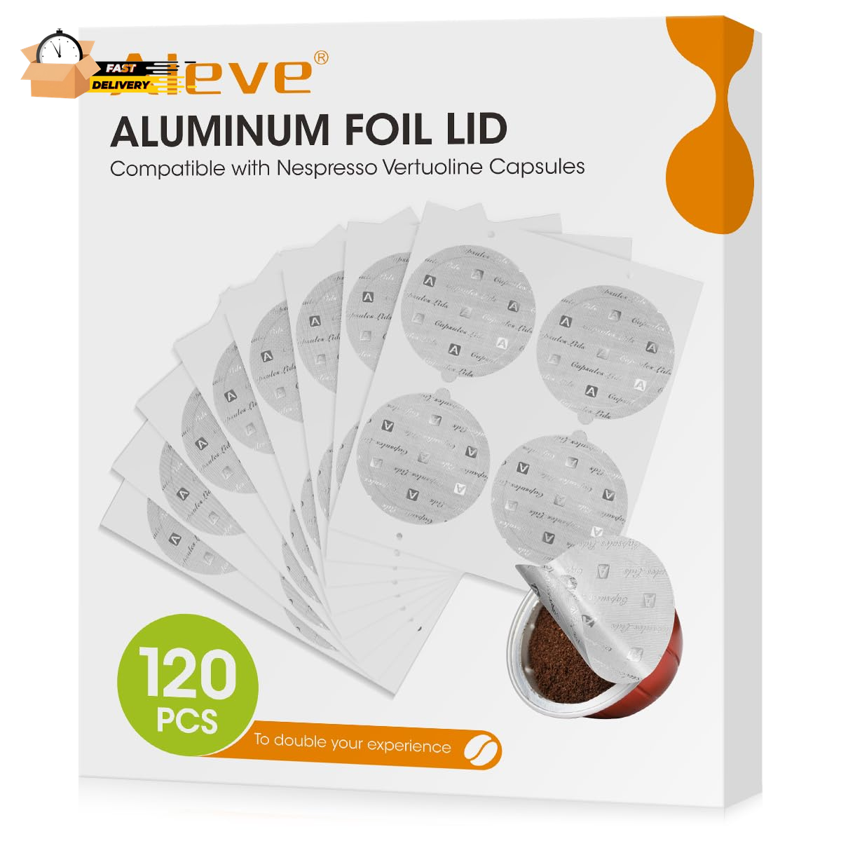 120Pcs Aluminum Foil Seals Lid for Reusable Nespresso Pods Vertuo Compati