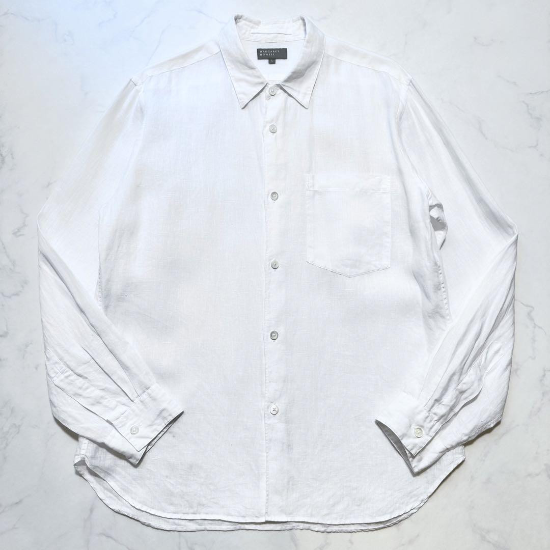 20SS Margaret Howell Linen Shirt 100% Linen White L W55cm 20SS Margaret Howell Linen Shirt 100% Linen White L W55cm