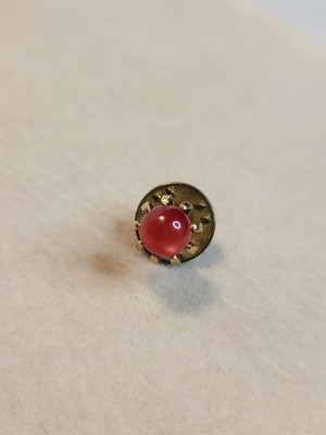 Vintage Mens Gold Tone Stick Pin Faux Ruby Ball Tie Tack Lapel Pin ½ Inch