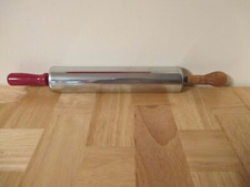 ALUMINUM ROLLING PIN - Red &Wood Handles - Vintage