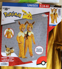 Pokemon Unisex Eevee Hooded Jumpsuit Classic Costume Brown Size S 4-6 NEW