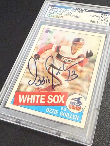 Ozzie Guillen Signed 1985 Topps Traded Rookie Card PSA/DNA Autograph White Sox - Picture 4 of 4