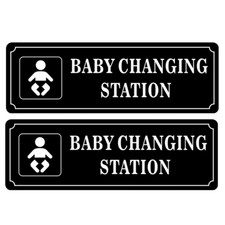  2 Pack 9" X 3" BABY CHANGING STATION Sign Back Self Adhesive Vinyl Sticker