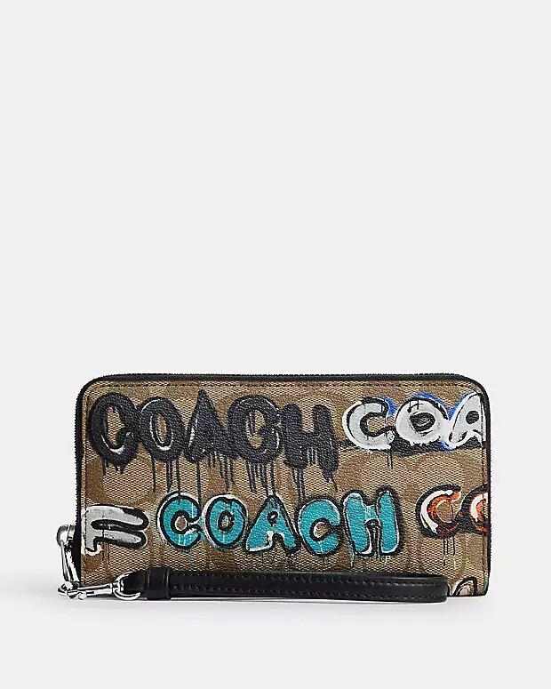 NWT Coach X Mint + Serf Long Zip Around Wallet In Signature Canvas