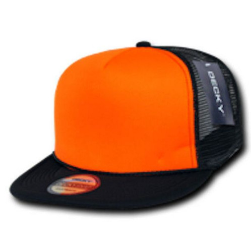 High Crown Cap Neon Plain Mesh Trucker Hat Snap back Flat Bill Hip Hop Unisex - Picture 8 of 10