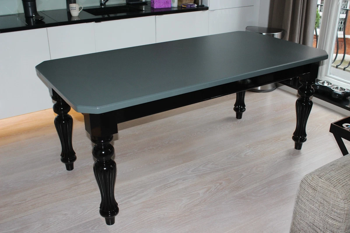 6 8 seater 6 x 3 modern Victorian style Dining table gloss black grey