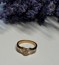 925 Sterling Silver Gold Plated CZ Ring Size 7