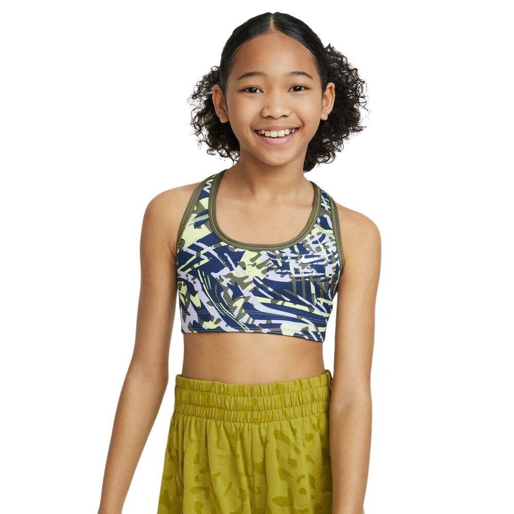 NEW NIKE [S] Girls Swoosh Reversible Sports Bra-Lemon Twist/Olive