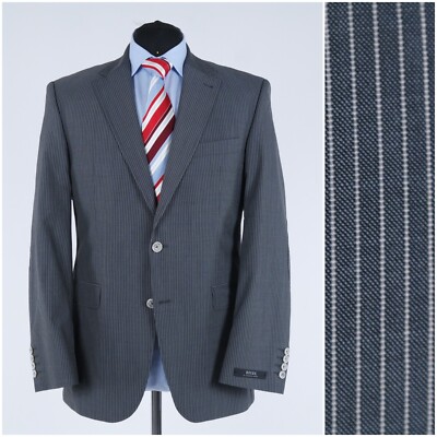 Mens DIGEL Sport Coat 42R US Size Striped Grey Wool Blazer Jacket