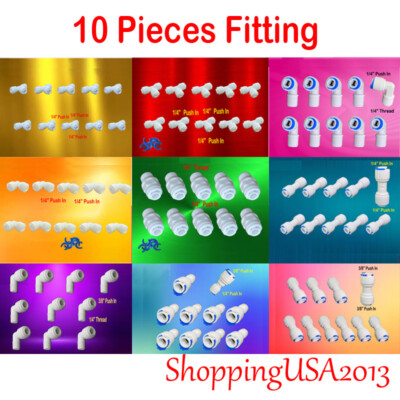 10 Pcs Water Filter Connector Fitting Quick Connect Thread Push In 1/4'' 3/8''