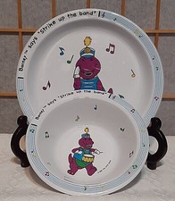 Barney -Say's "Strike Up The Band " 1992 Melamine 2pc Set, Bowl And Plate
