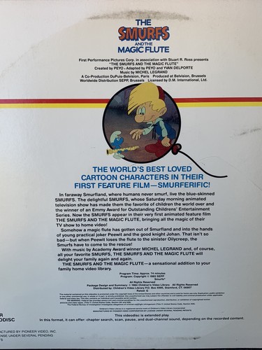 THE SMURFS AND THE MAGIC FLUTE RARE LASERDISC 1984 CHILDREN'S VIDEO LIBRARY - Picture 4 of 4