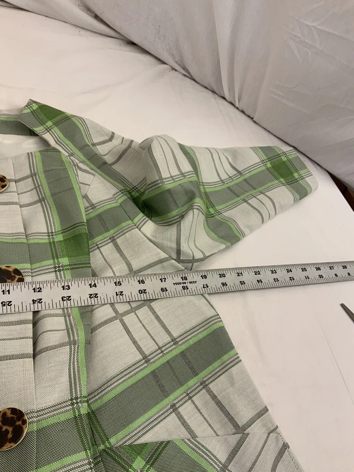 Chaqueta Blazer Etcetera 8 Verde Cuadros Algodón Poliéster Forrada YGI Y1-164 Foto 3 de 4