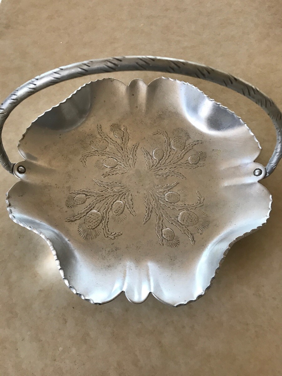 VINTAGE FARBER & SHLEVIN HAND WROUGHT ALUMINUM DISH/TRAY WITH